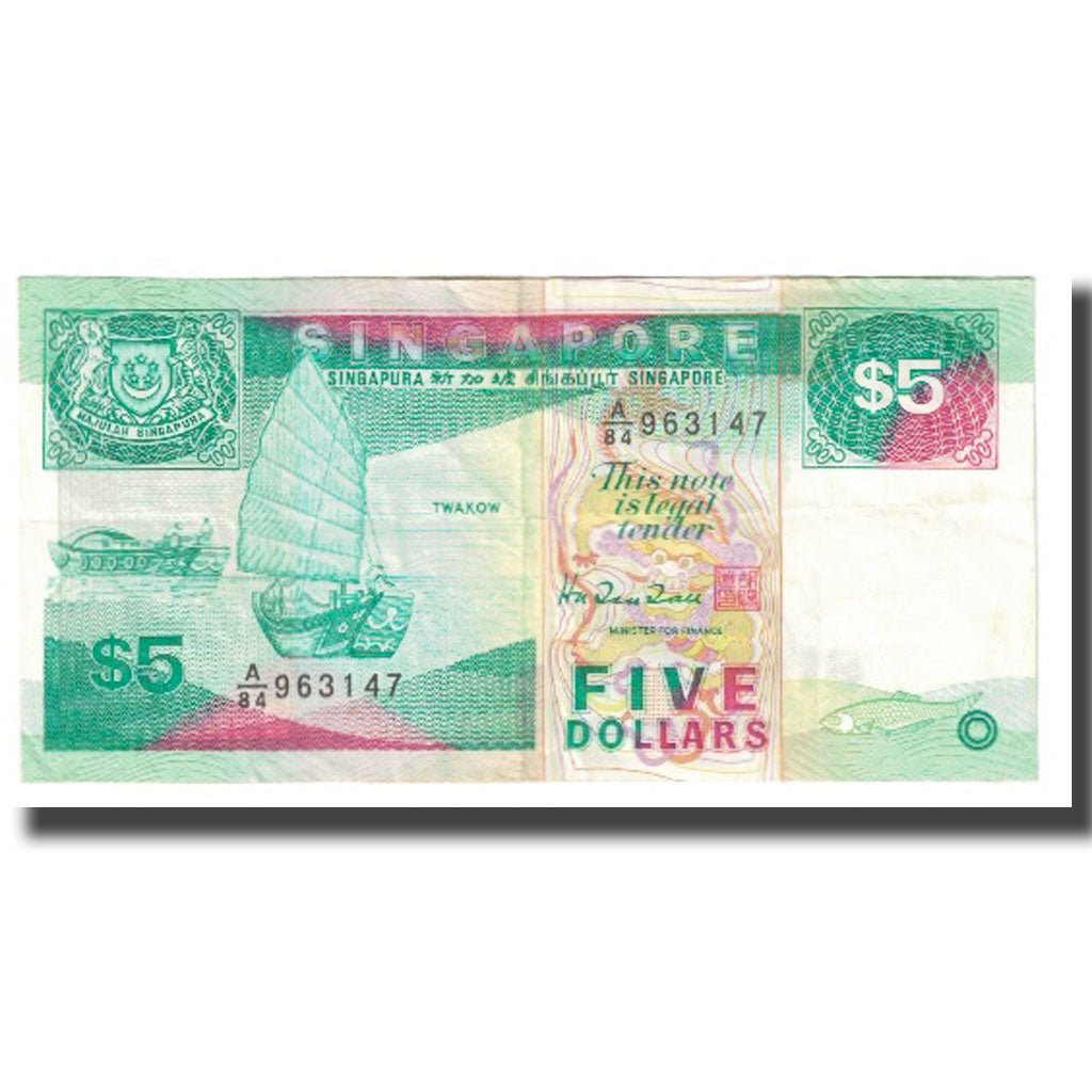 Banknote, Singapore, 5 Dollars, KM:19, AU(55-58)