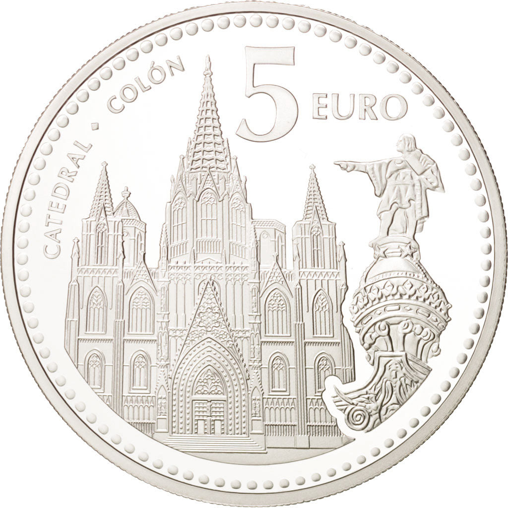 Spain, 5 Euro Barcelona, 2010, MS(65-70), Silver, KM:1159
