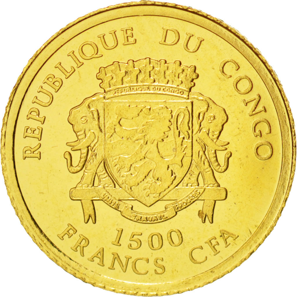 CONGO, DEMOCRATIC REPUBLIC, 1500 Francs CFA Napoleon, 2007, MS(60-62), Gold