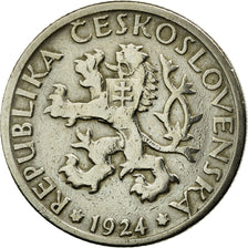 Moneda, Checoslovaquia, Koruna, 1924, MBC, Cobre - níquel, KM:4