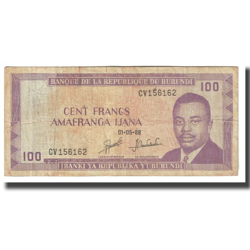 Banknote, Burundi, 100 Francs, 1988, 1988-05-01, KM:37D, VF(20-25)