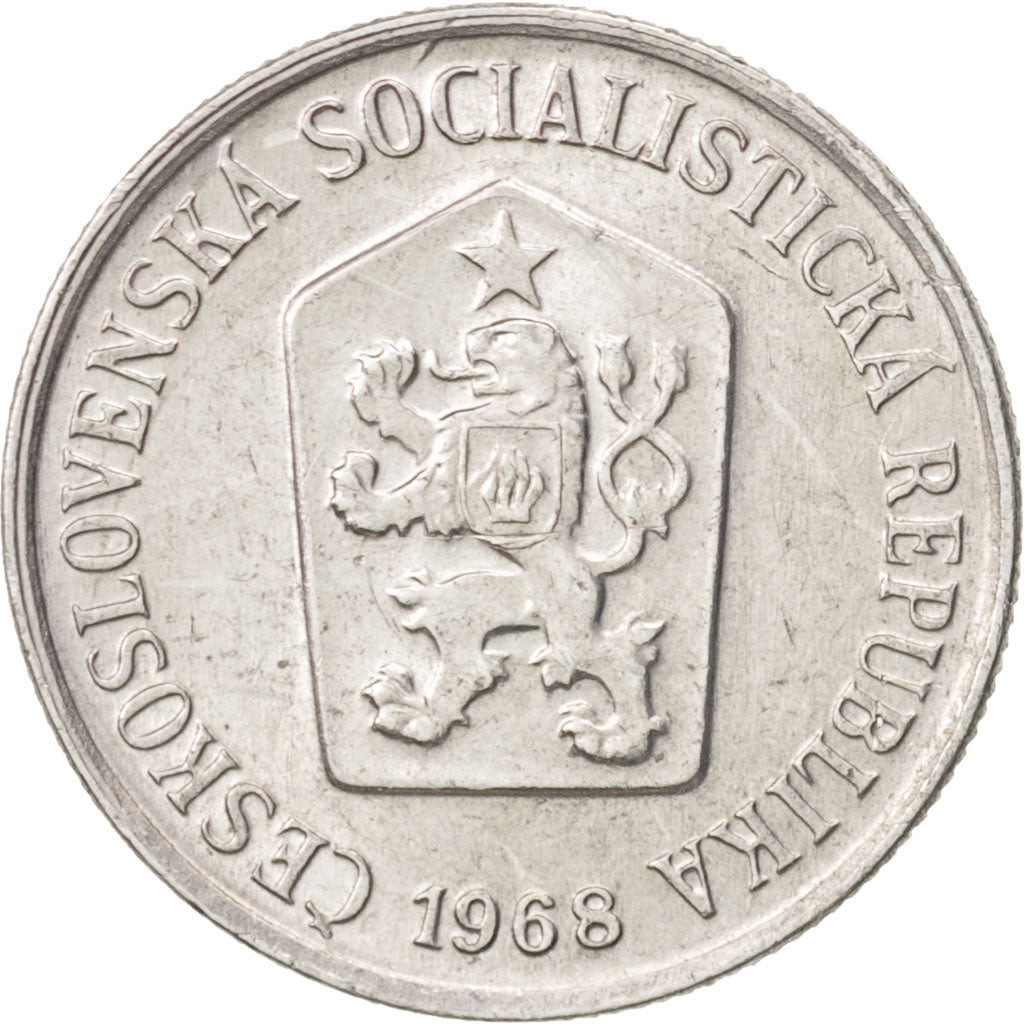 Czechoslovakia, 10 Haleru, 1968, AU(50-53), Aluminum, KM:49.1
