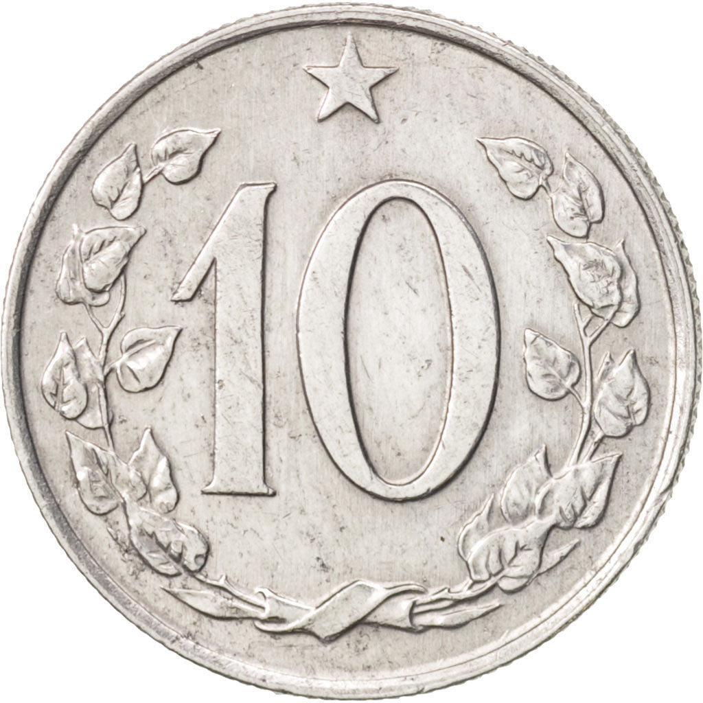 Czechoslovakia, 10 Haleru, 1968, AU(50-53), Aluminum, KM:49.1