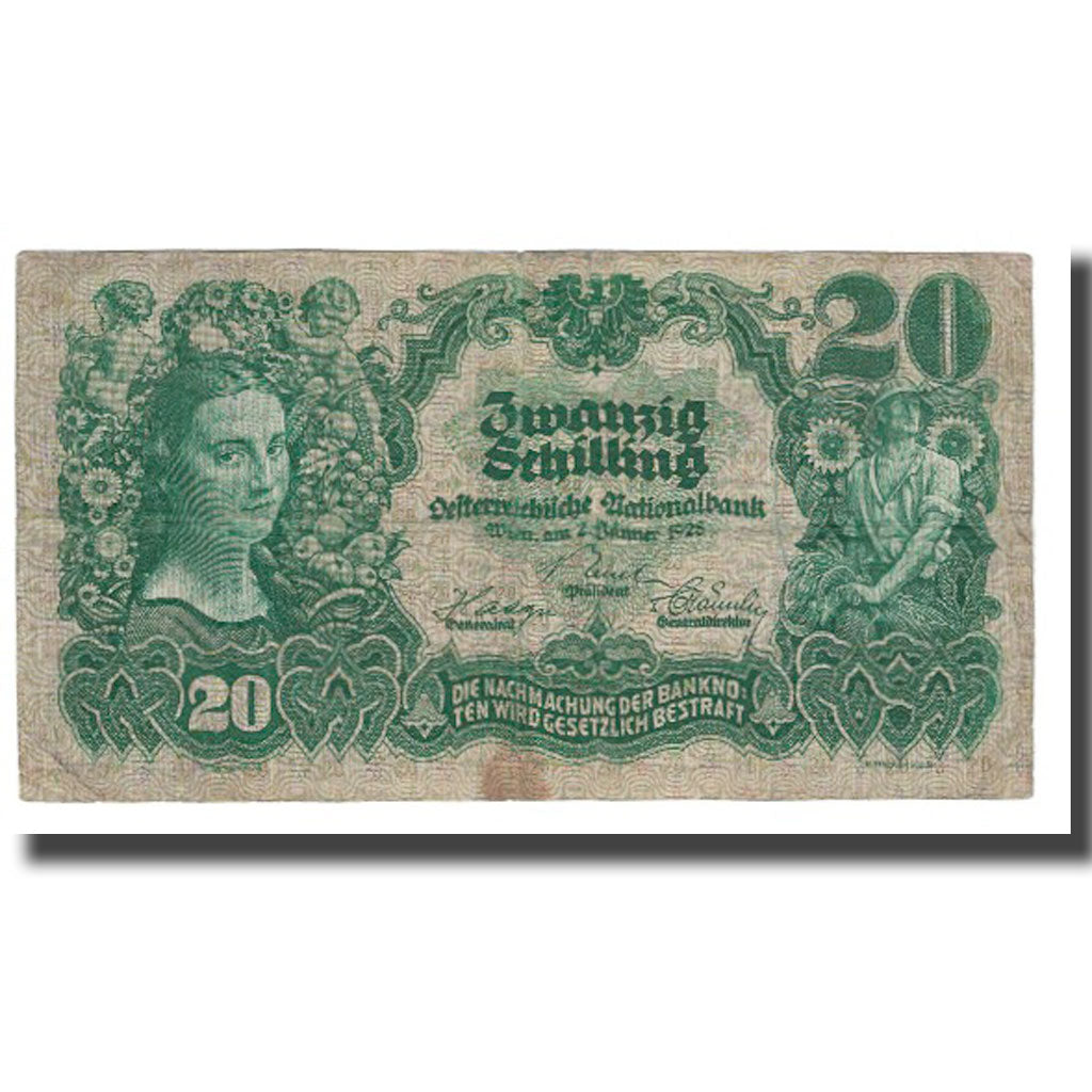 Banknote, Austria, Wien, 20 Shillings, paysage, 1928, 1928-04-02, VF(20-25)