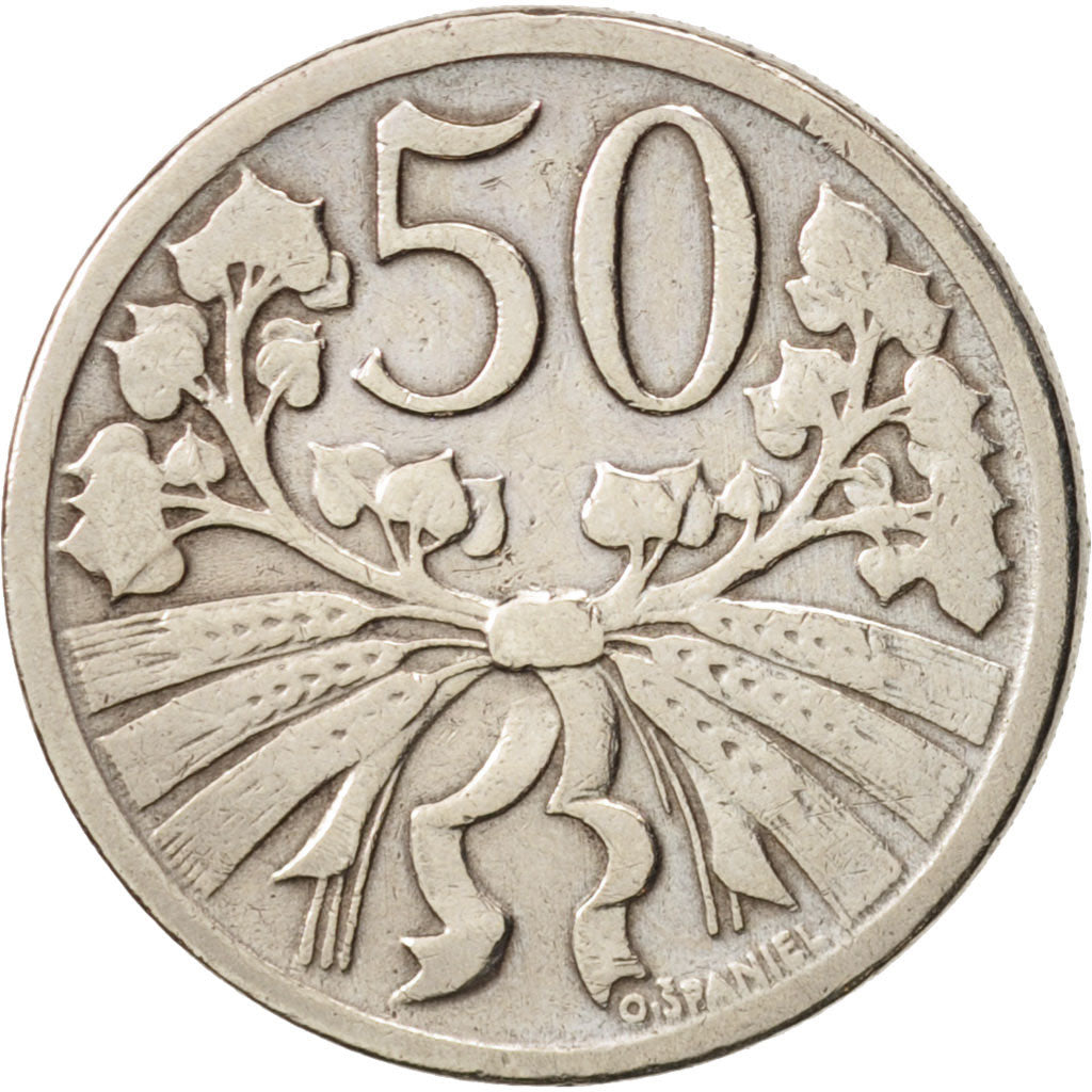 Coin, Czechoslovakia, 50 Haleru, 1922, EF(40-45), Copper-nickel, KM:2
