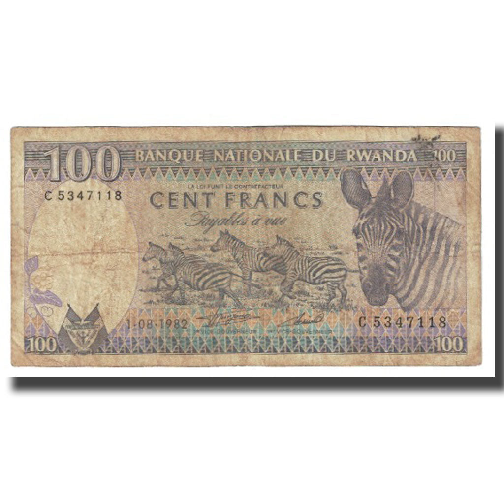 Banconote, Ruanda, 100 Francs, 1982, 1982-08-01, KM:19, MB
