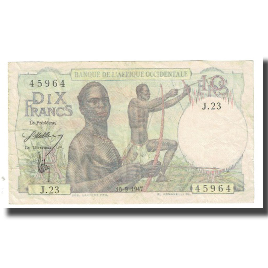 Biljet, Frans West Afrika, 10 Francs, 1947, 1947-09-10, KM:37, TB