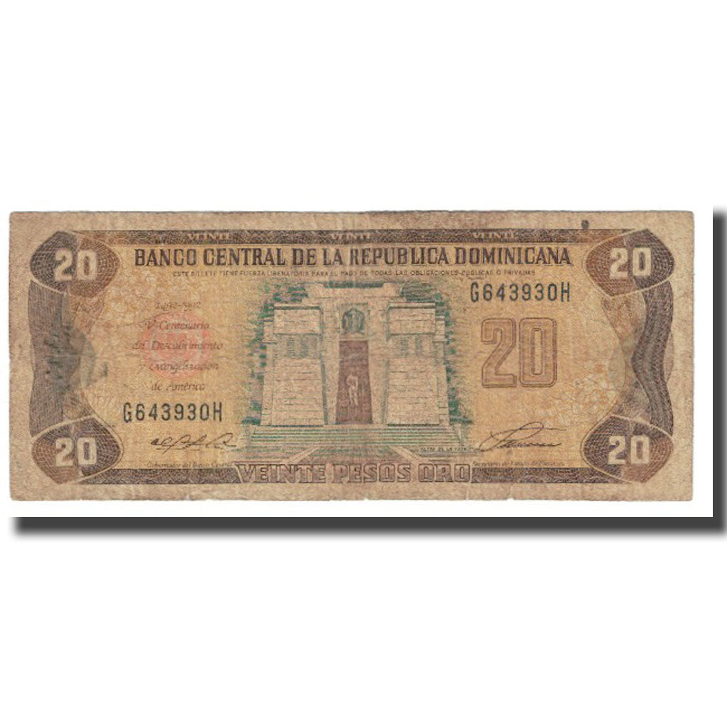 Banknote, Dominican Republic, 20 Pesos Oro, KM:120c, VF(20-25)