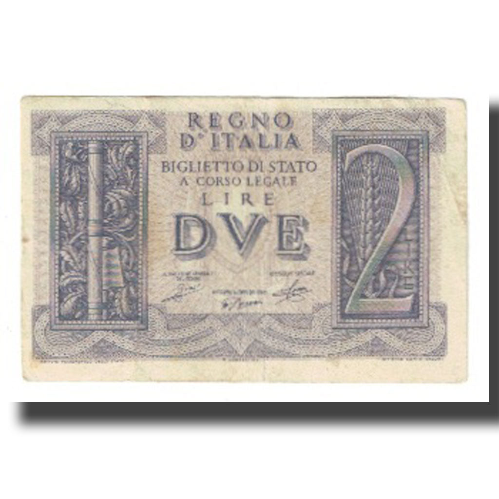 Banknote, Italy, 2 Lire, KM:27, EF(40-45)
