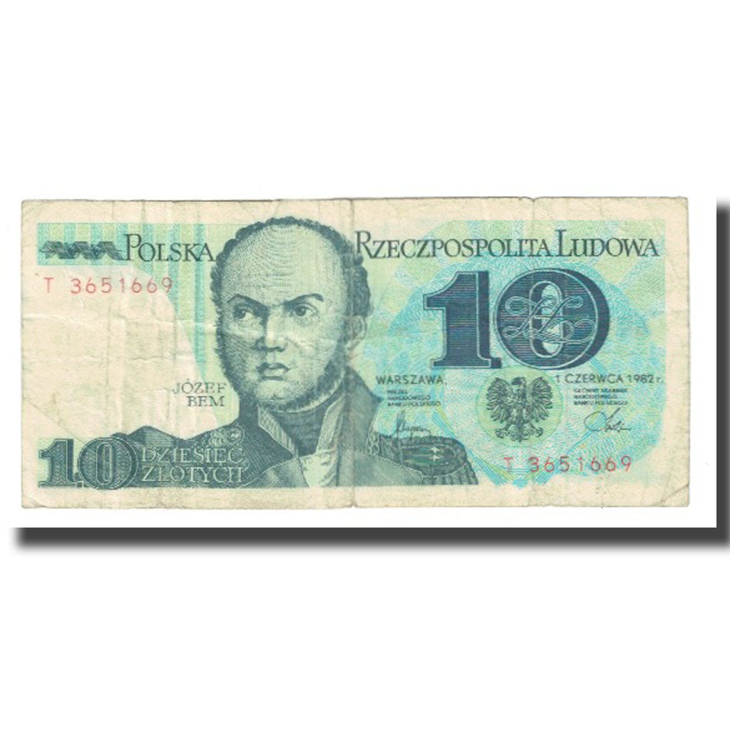 Banknote, Poland, 10 Zlotych, 1977, 1982-06-01, KM:148a, VF(20-25)