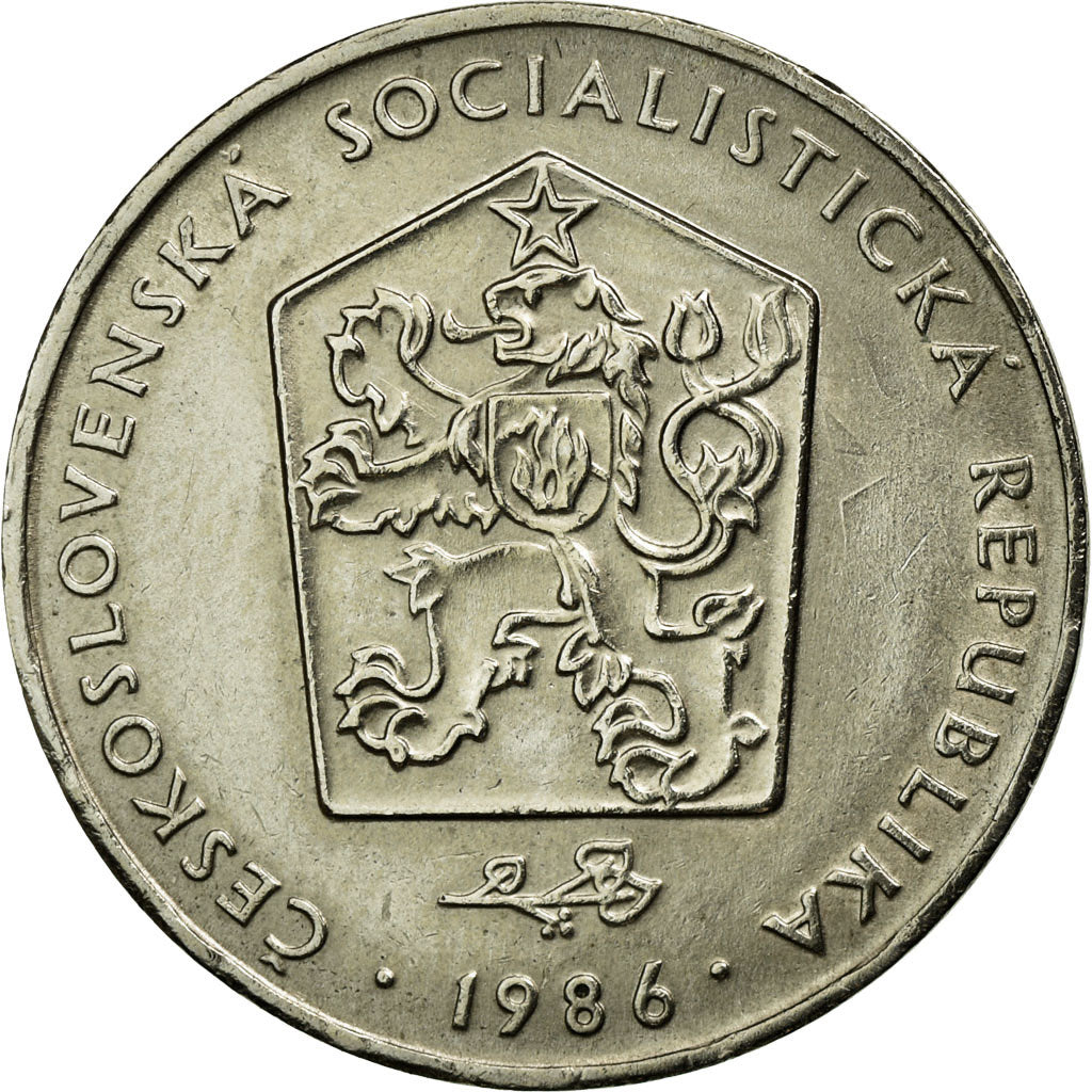 Coin, Czechoslovakia, 2 Koruny, 1986, AU(55-58), Copper-nickel, KM:75