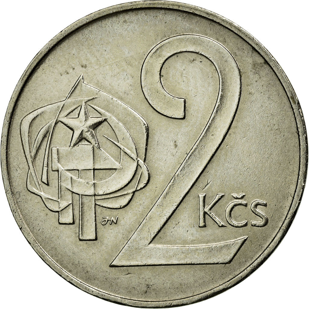 Coin, Czechoslovakia, 2 Koruny, 1986, AU(55-58), Copper-nickel, KM:75