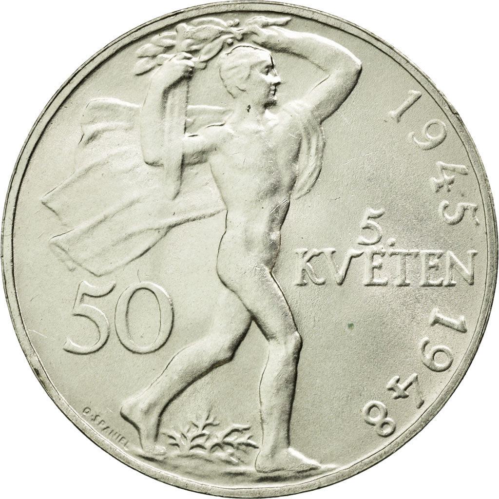 Münze, Tschechoslowakei, 50 Korun, 1948, VZ+, Silber, KM:25
