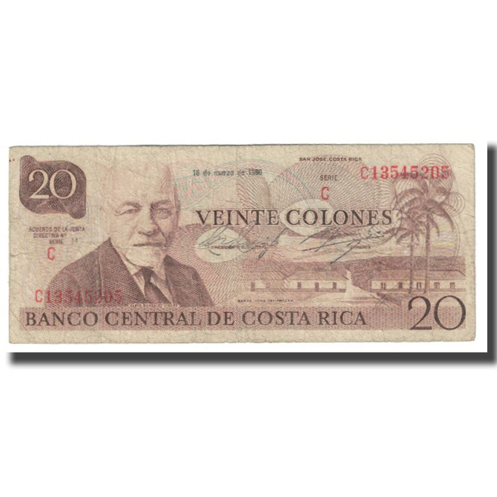Billete, 20 Colones, 1980, Costa Rica, 1980-03-18, KM:238c, BC