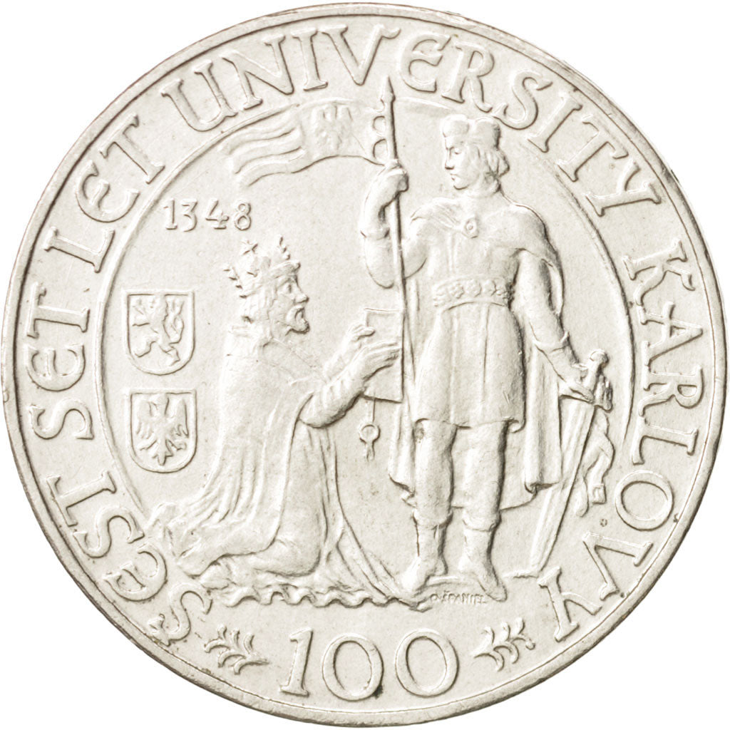 Cecoslovacchia, 100 Korun, 1948, SPL-, Argento, KM:26