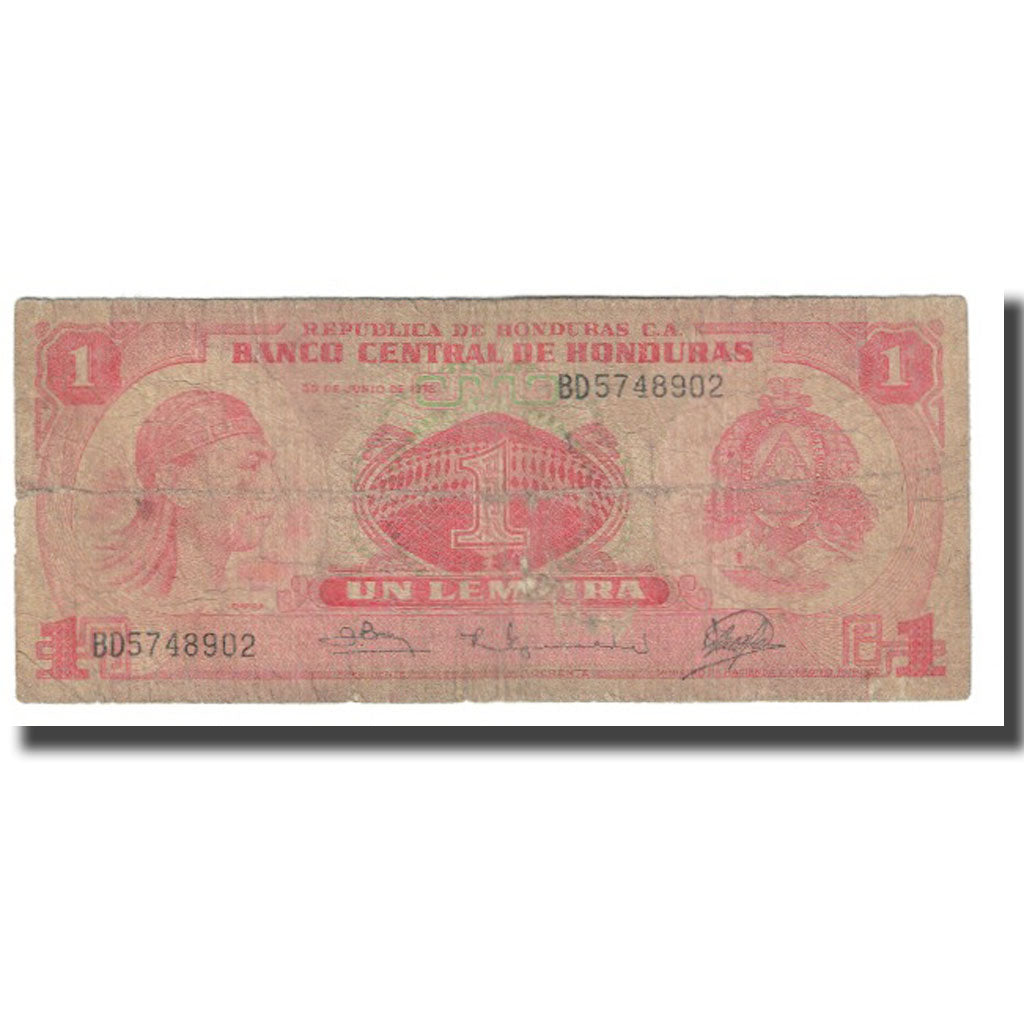 Banknote, Honduras, 1 Lempira, 1978, 1978-06-30, KM:55b, VF(20-25)