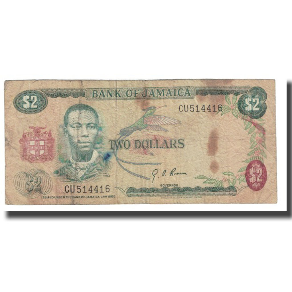 Billete, 2 Dollars, Jamaica, KM:69d, BC