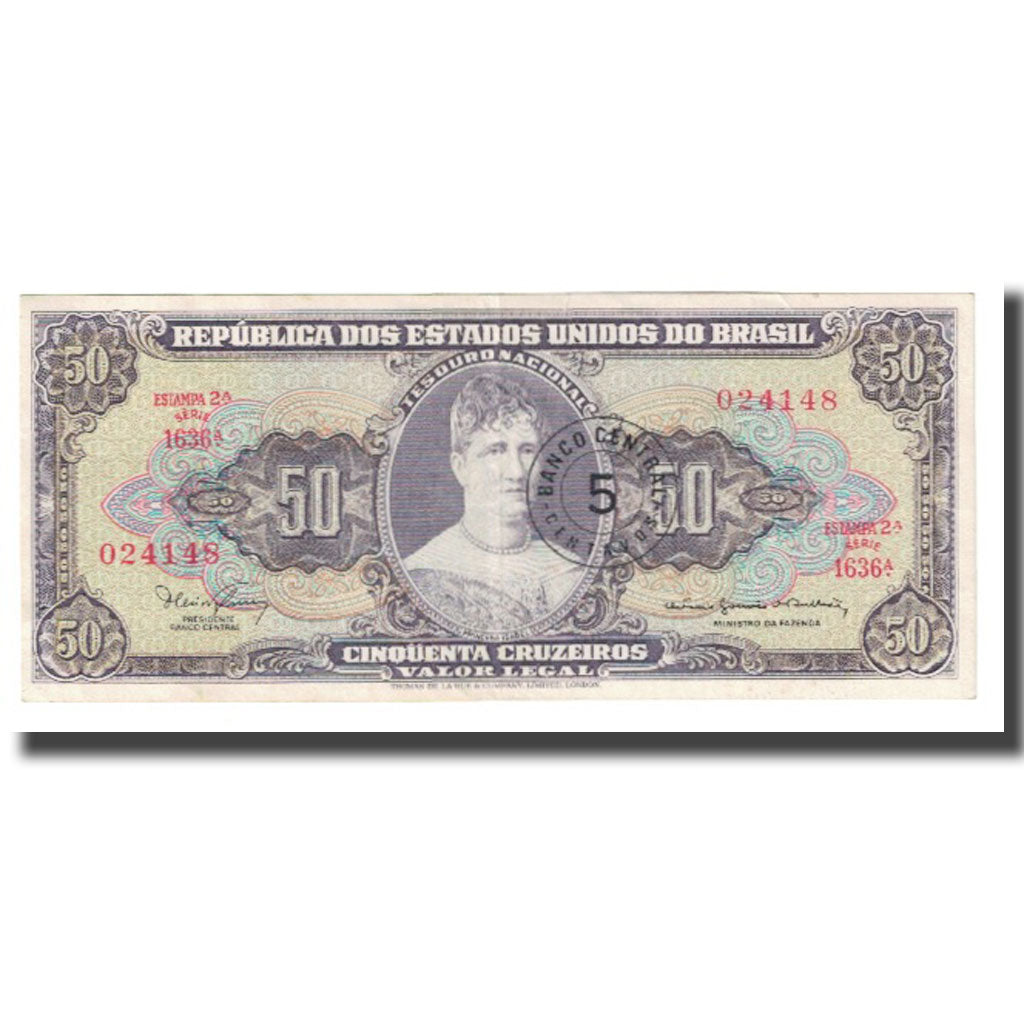 Banknote, Brazil, 50 Cruzeiros, KM:179, AU(55-58)