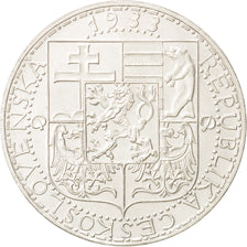 Czechoslovakia, 20 Korun, 1933, AU(55-58), Silver, KM:17