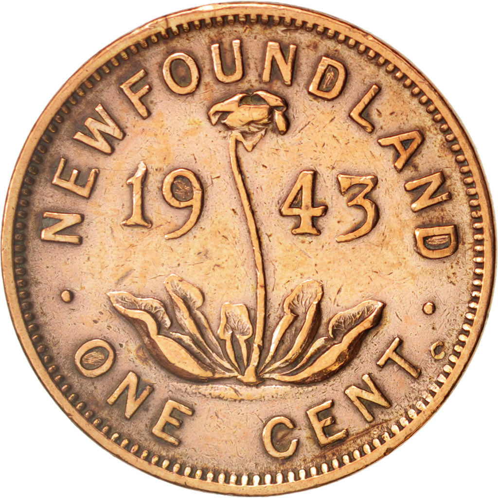 NEWFOUNDLAND, Small Cent, 1943, Royal Canadian Mint, Ottawa, VF(30-35), KM 18