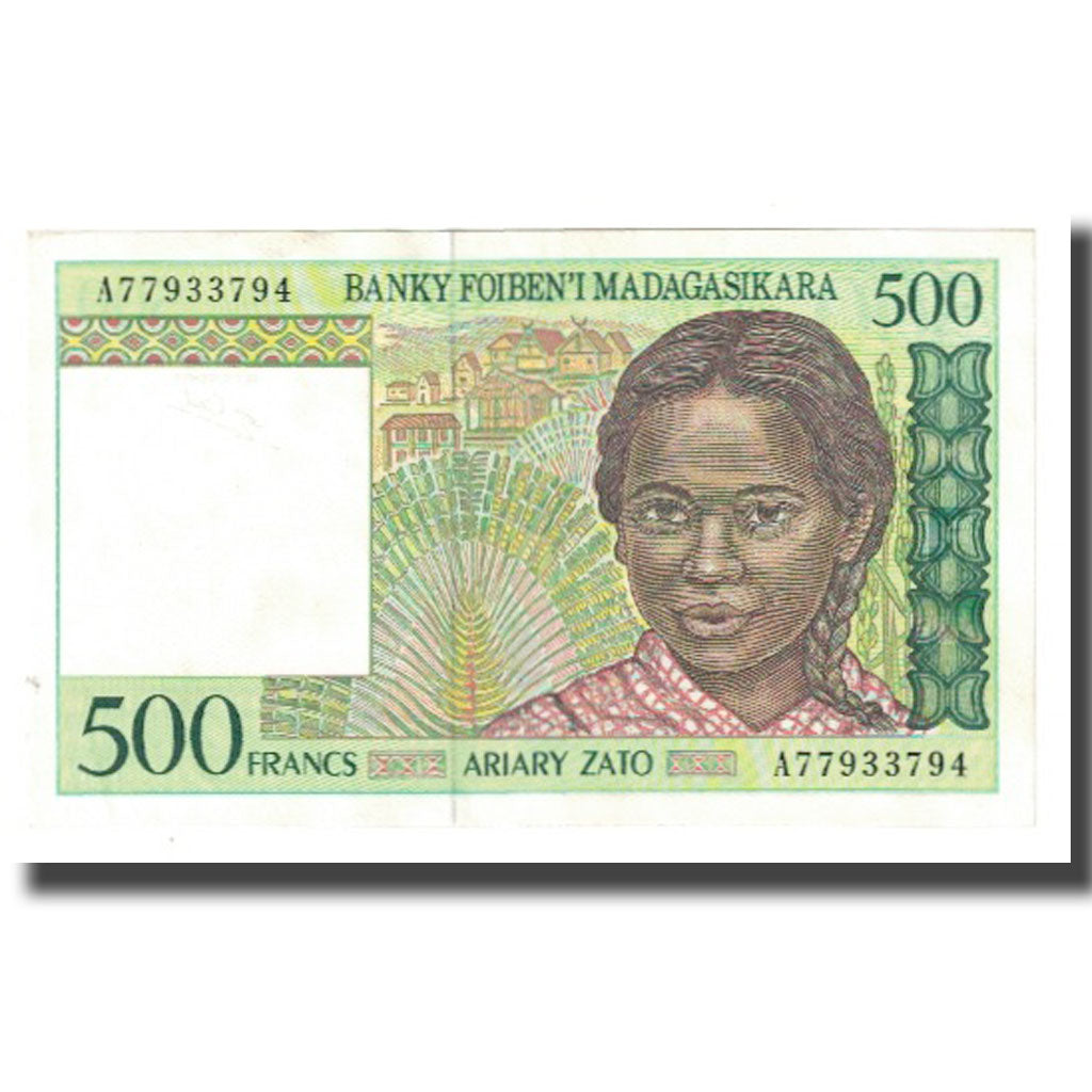Banknote, Madagascar, 500 Francs = 100 Ariary, KM:75a, UNC(65-70)