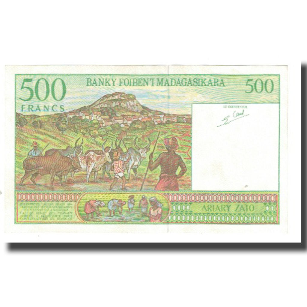 Banknote, Madagascar, 500 Francs = 100 Ariary, KM:75a, UNC(65-70)