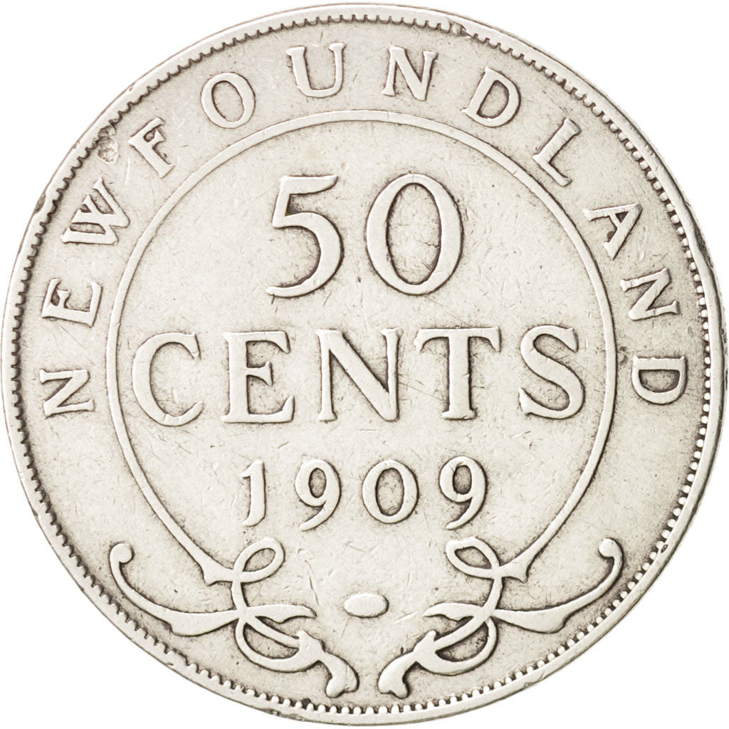 NEWFOUNDLAND, 50 Cents, 1909, VF(20-25), Silver, KM:11