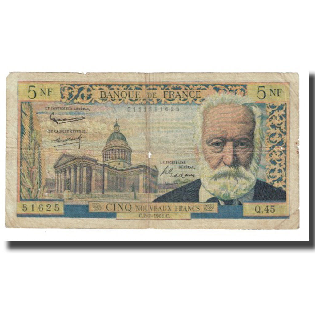 France, 5 Nouveaux Francs, 1961, 1961-02-02, VG(8-10), Fayette:56.6, KM:141a