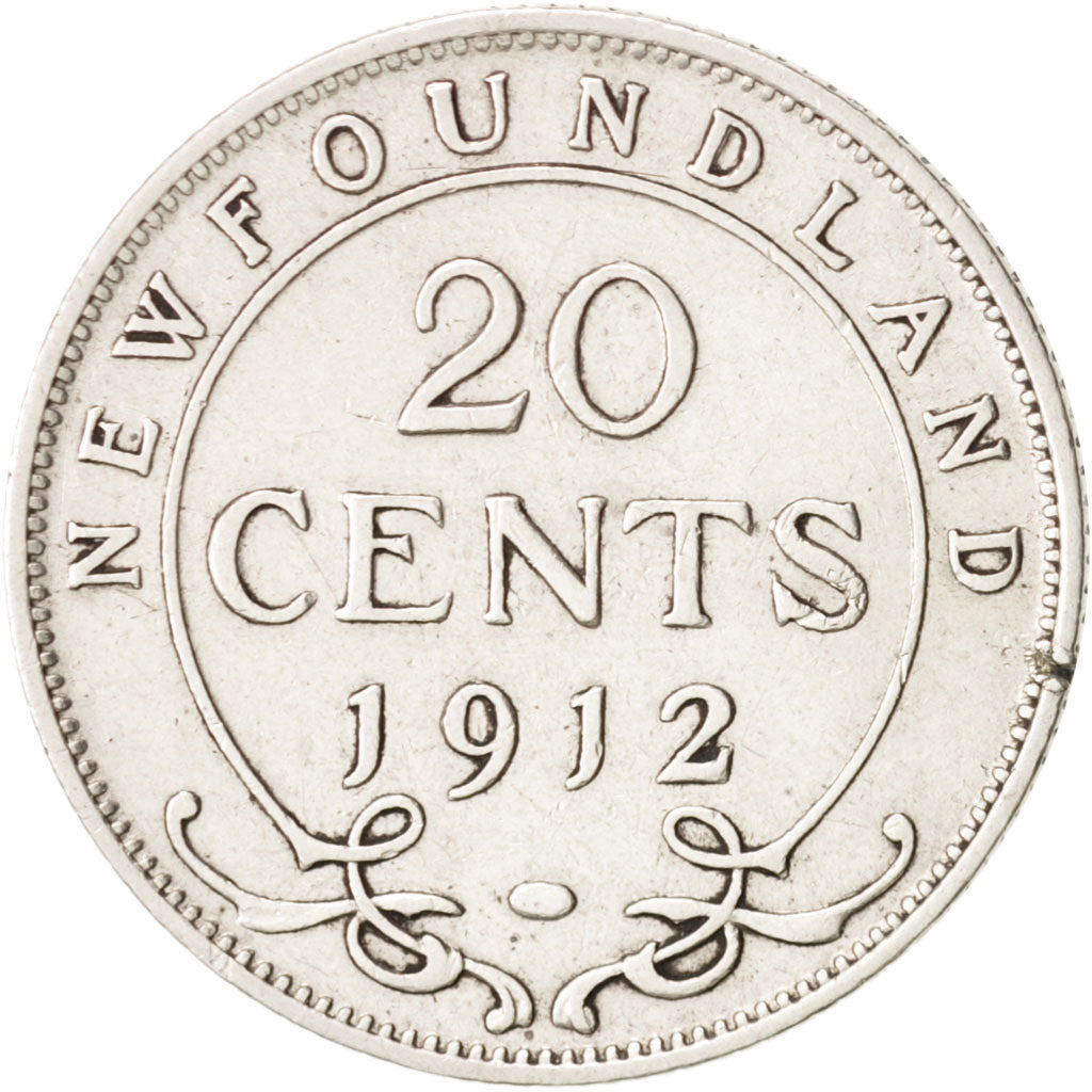 NEWFOUNDLAND, 20 Cents, 1912, Royal Canadian Mint, Ottawa, EF(40-45),Silver,KM15