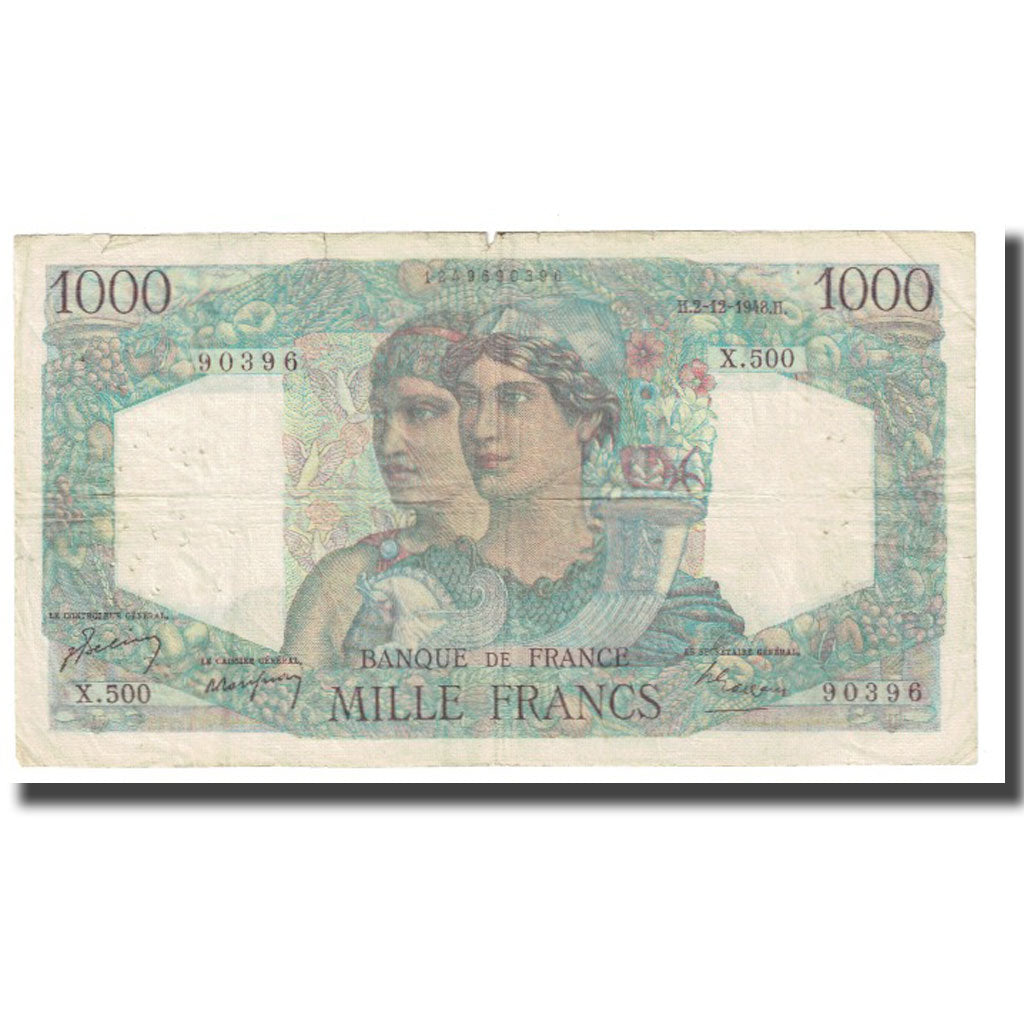 France, 1000 Francs, Minerve et Hercule, 1948, 1948-12-02, VF(30-35)