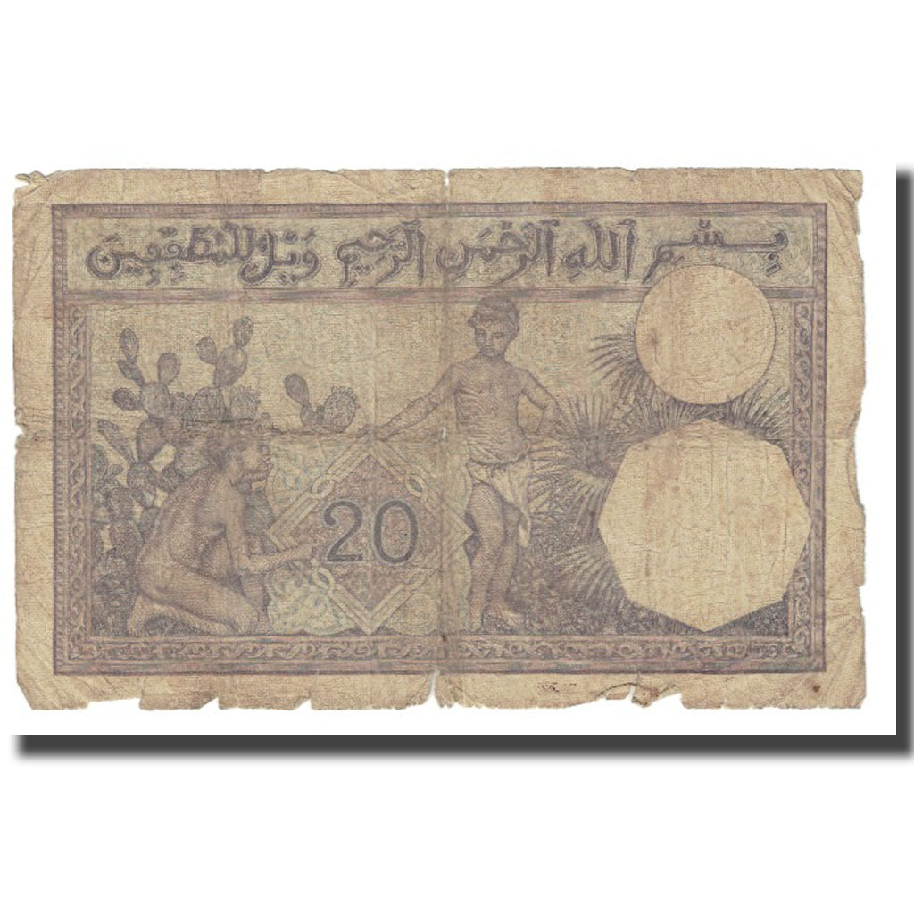 Billete, 20 Francs, 1929, Túnez, KM:6b, RC