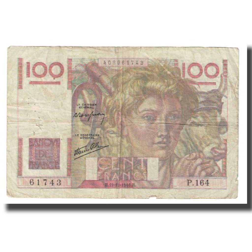 Francia, 100 Francs, Jeune Paysan, 1946, D AMBRIERES, GARGAM, 1946-12-19, BC