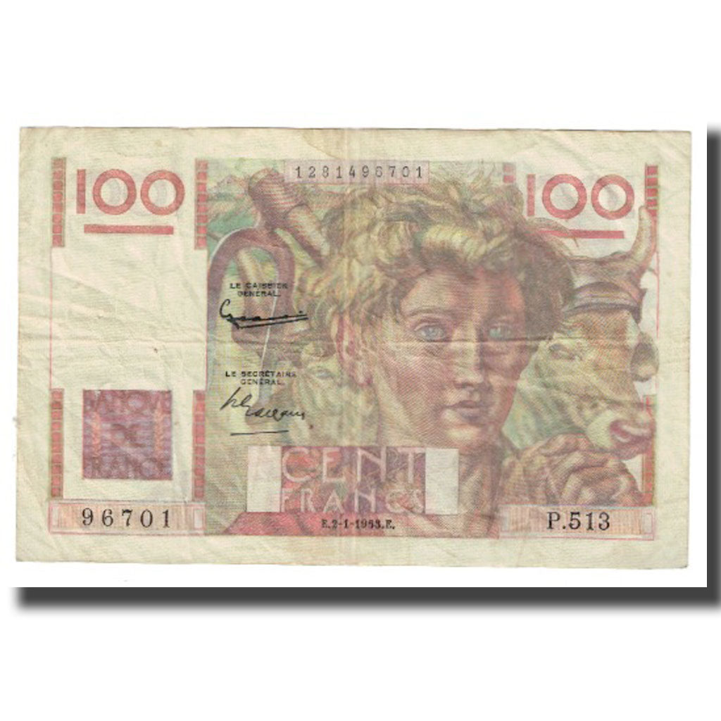Francia, 100 Francs, Jeune Paysan, 1953, D AMBRIERES, GARGAM, 1953-01-02, MB+