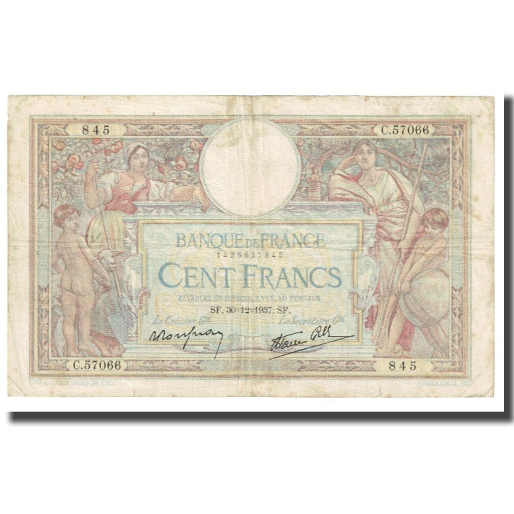 France, 100 Francs, Luc Olivier Merson, 1937, P. Rousseau and R. Favre-Gilly
