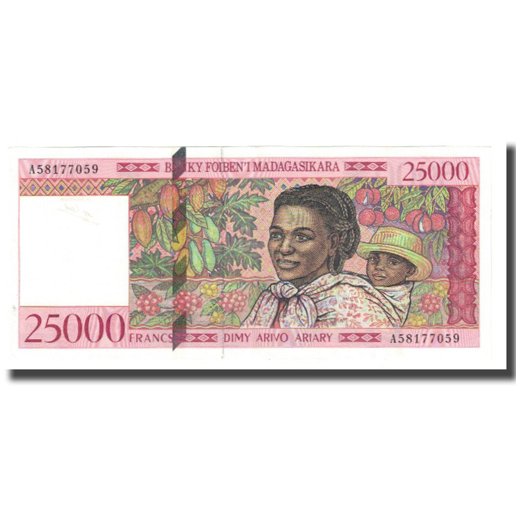 Banknote, Madagascar, 25,000 Francs = 5000 Ariary, KM:82, UNC(65-70)