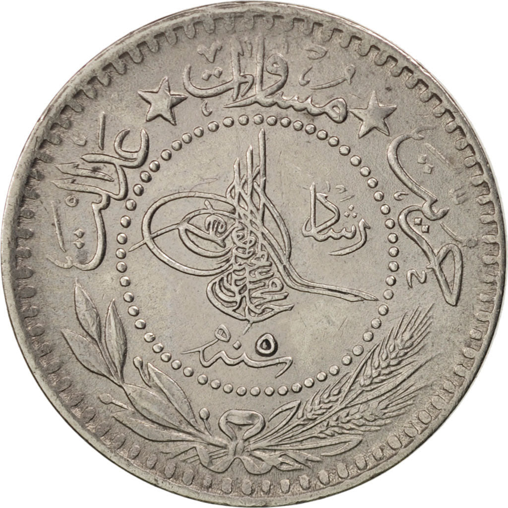 Turkey, Muhammad V, 10 Para, 1913, Qustantiniyah, AU(55-58), Nickel, KM:760