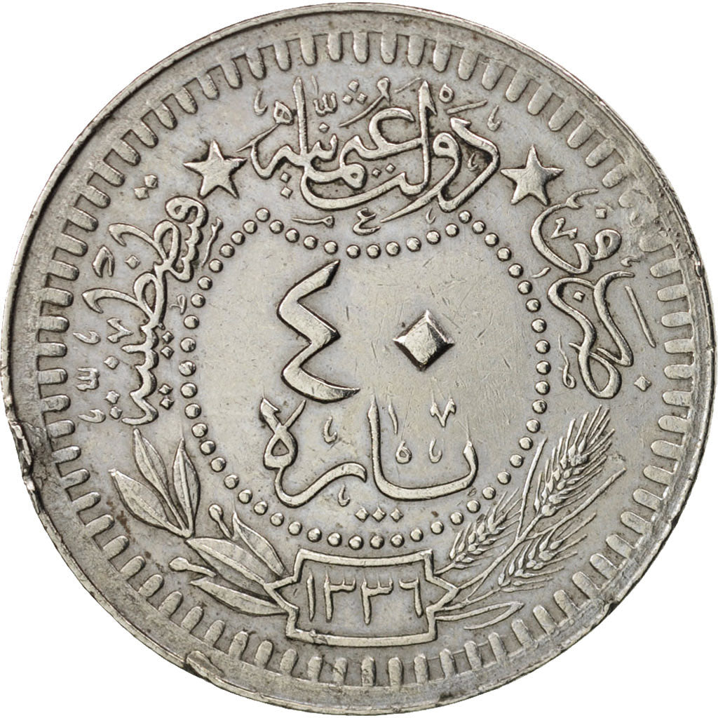 Turkey, Muhammad VI, 40 Para, 1920, Qustantiniyah, EF(40-45),Copper-nickel,KM828
