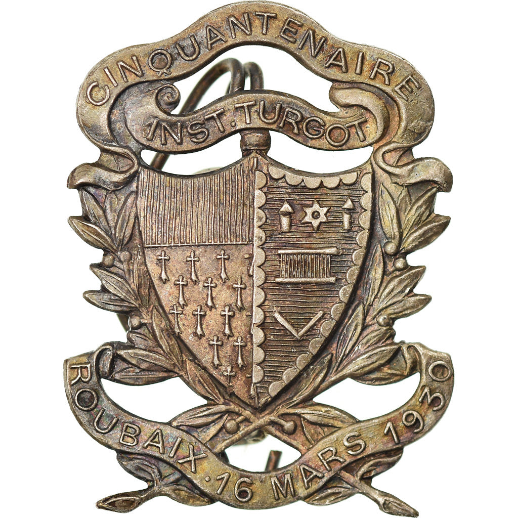 France, Medal, Cinquantenaire de l'Institut Turgot, Roubaix, Nord, 1930