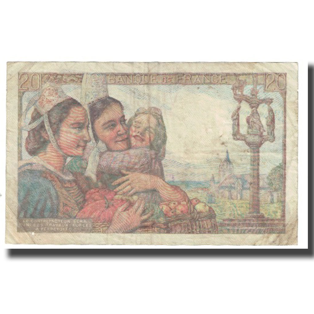 France, 20 Francs, 1949, 1949-05-19, VF(20-25), Fayette:13.15, KM:100c
