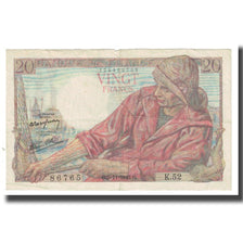 Francja, 20 Francs, Pêcheur, 1942, 1942-11-05, EF(40-45), Fayette:13.4, KM:100a