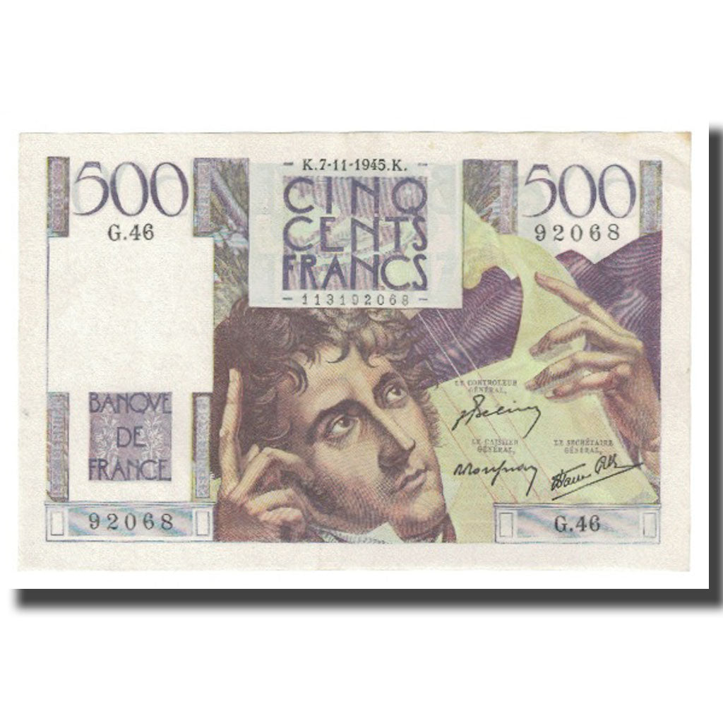 France, 500 Francs, Chateaubriand, 1945, BELIN ROUSSEAU GARGAM, 1945-11-07, SUP