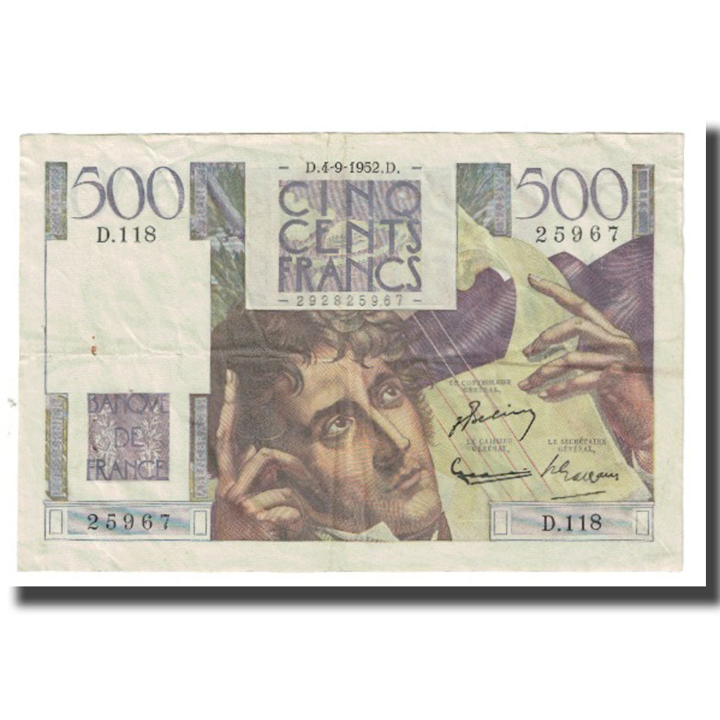 France, 500 Francs, Chateaubriand, 1952, BELIN ROUSSEAU GARGAM, 1952-09-04