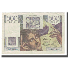 France, 500 Francs, Chateaubriand, 1952, BELIN ROUSSEAU GARGAM, 1952-09-04, TTB