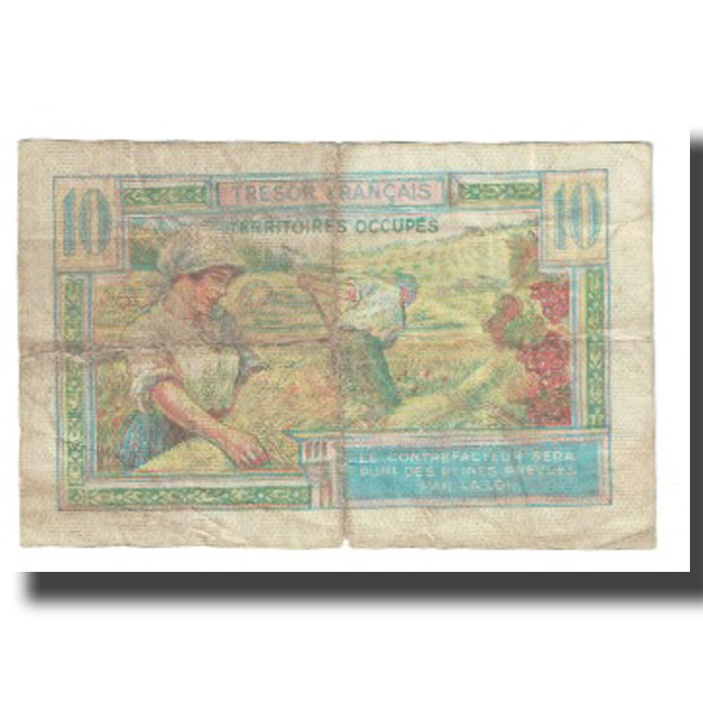 France, 10 Francs, 1947 French Treasury, 1947, VF(20-25), Fayette:VF30.1, KM:M7a