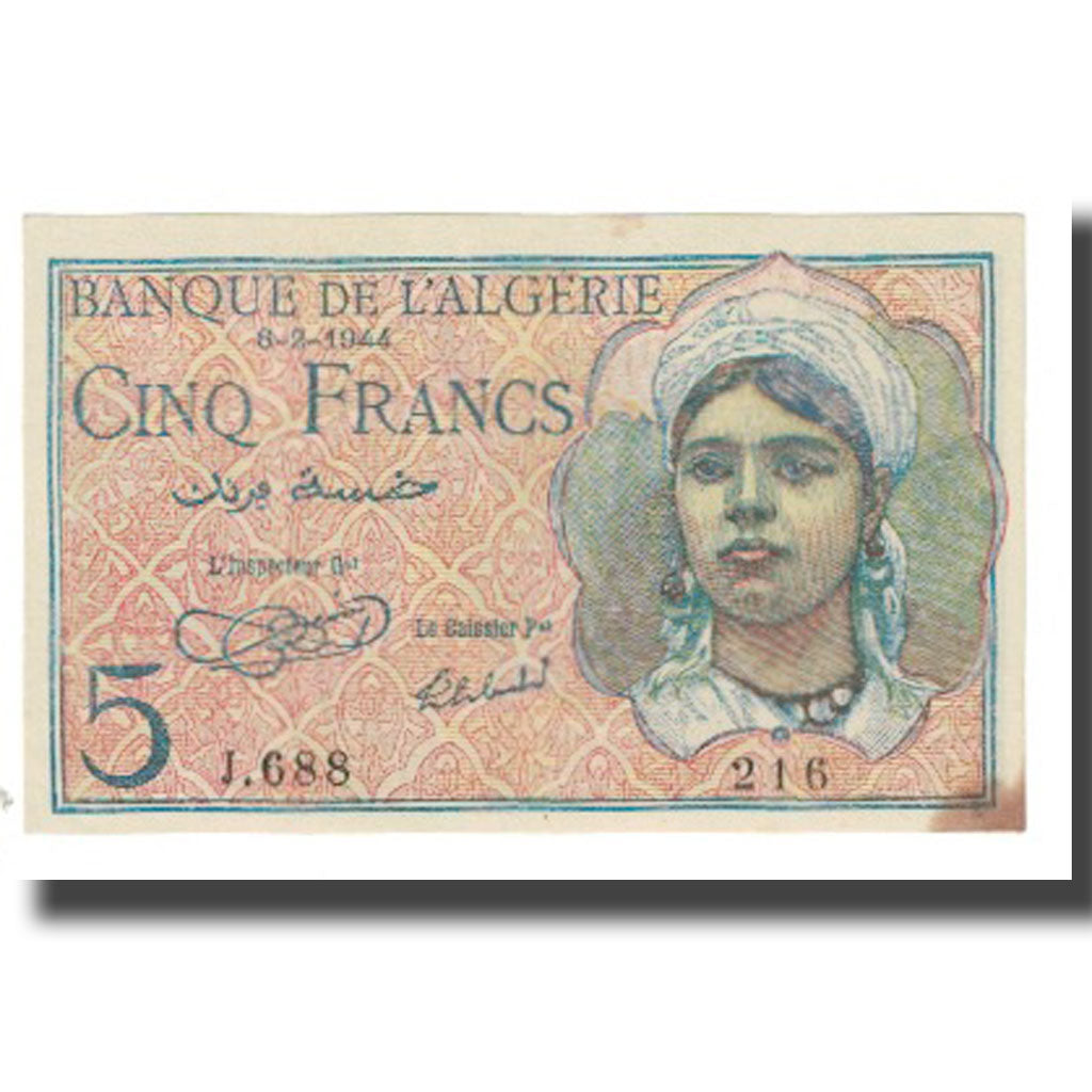Banknote, Algeria, 5 Francs, 1944, 1944-10-02, KM:94a, EF(40-45)