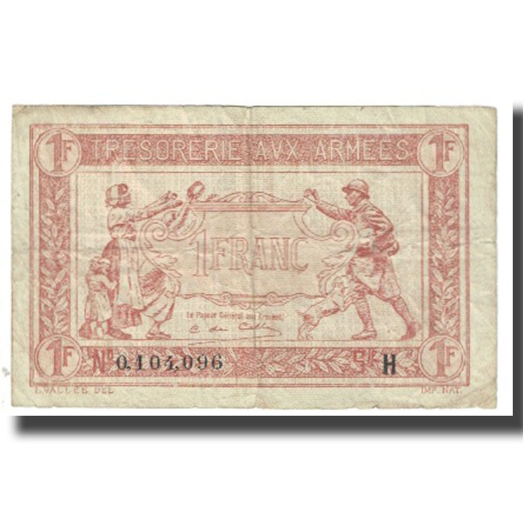 France, 1 Franc, 1917-1919 Army Treasury, VF(20-25), Fayette:VF3.8, KM:M2