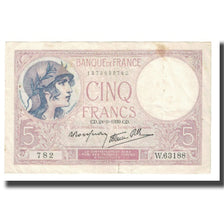 France, 5 Francs, Violet, 1939, P. Rousseau and R. Favre-Gilly, 1939-09-28