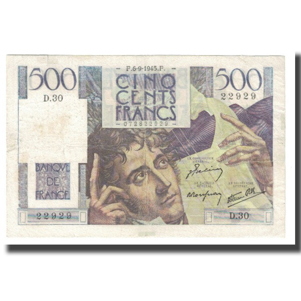 França, 500 Francs, Chateaubriand, 1945, BELIN ROUSSEAU GARGAM, 1945-09-06