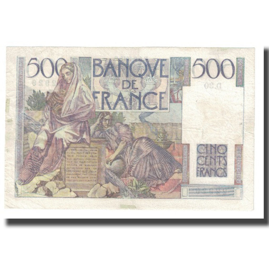 França, 500 Francs, Chateaubriand, 1945, BELIN ROUSSEAU GARGAM, 1945-09-06