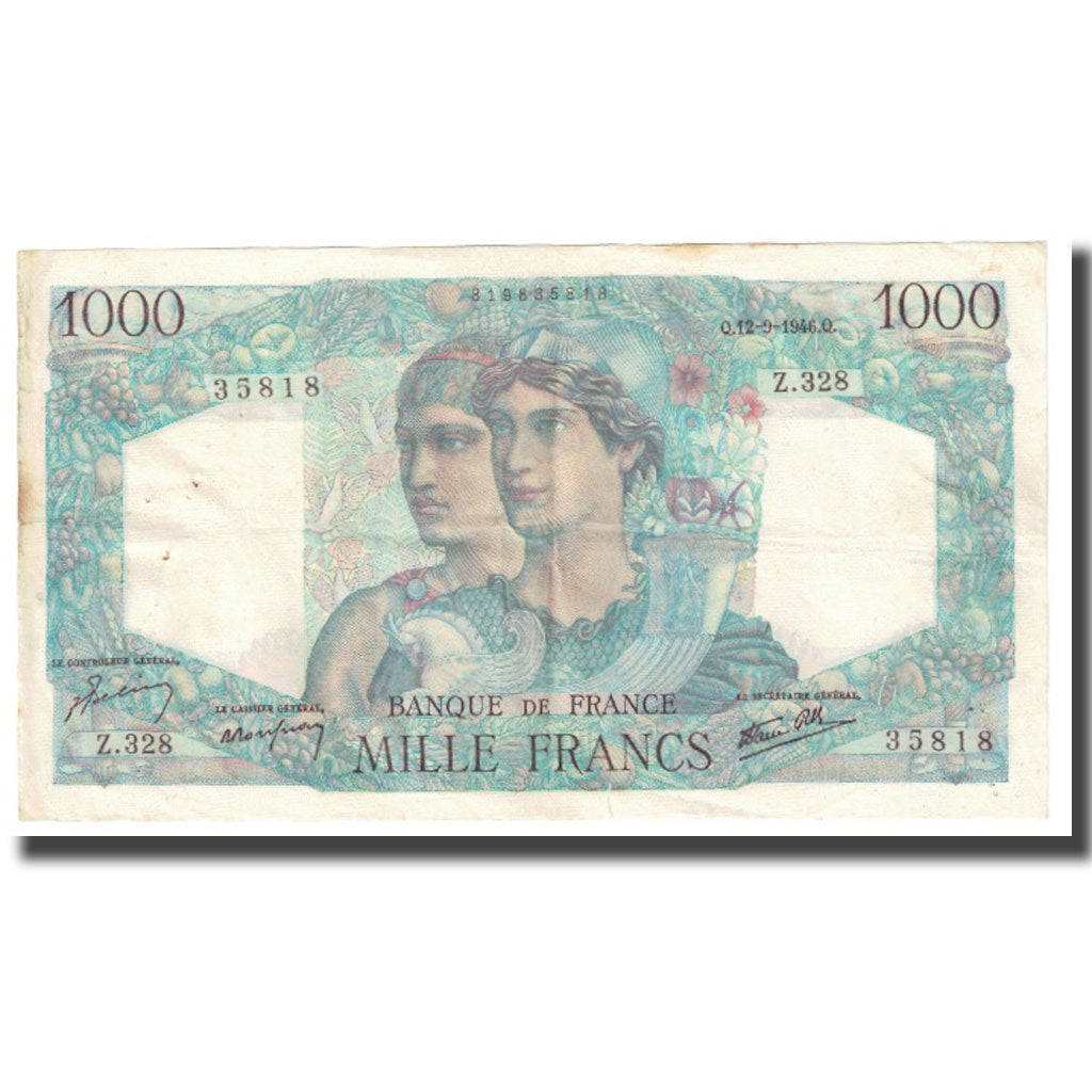 Francia, 1000 Francs, Minerve et Hercule, 1946, P. Rousseau and R. Favre-Gilly